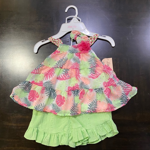 Little Lass Girl 2-Piece Shorts Set with Accessory